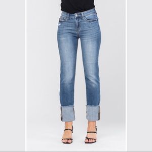 Judy Blue Bunny & Me Cuffed Straight Leg Jeans (0-24W) main image 0
